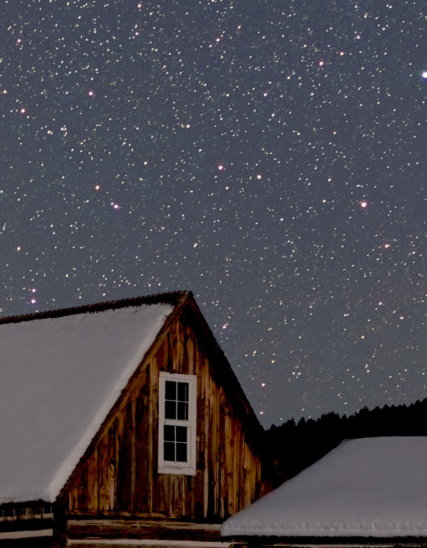 There is wonderful detail in this image that web postings cannot show, so I've included a zoom-in of the homestead upper window as an example. I can imagine children, a century ago, peering through that window at night, lost in awe at the night sky and the beauty surrounding them.
