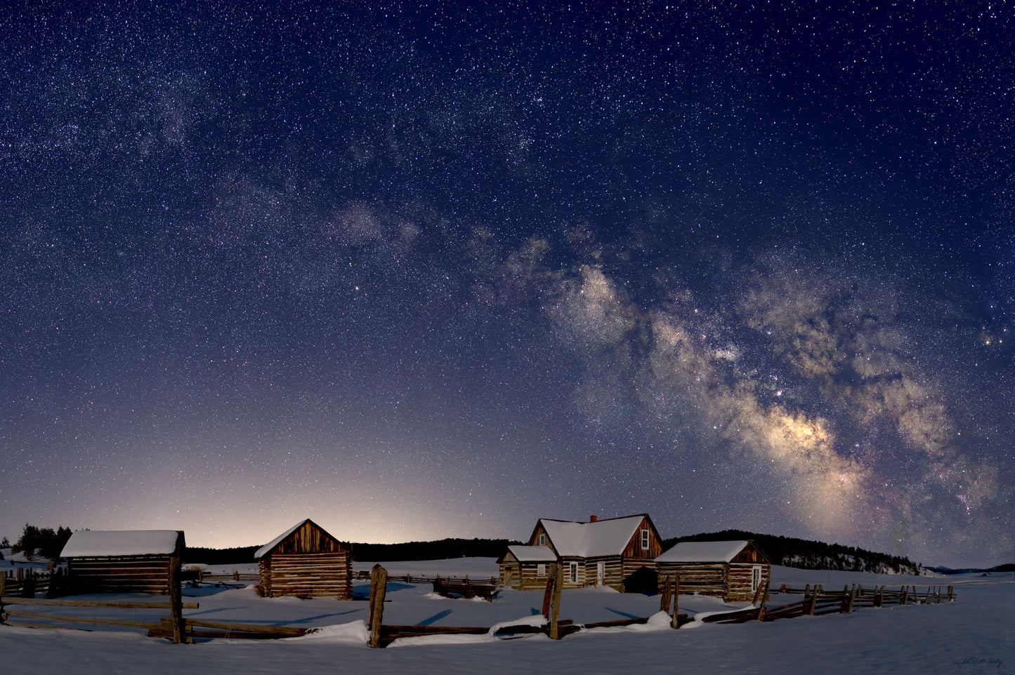 Winter's Moonset on the Hornbeck Homestead (Cropped)