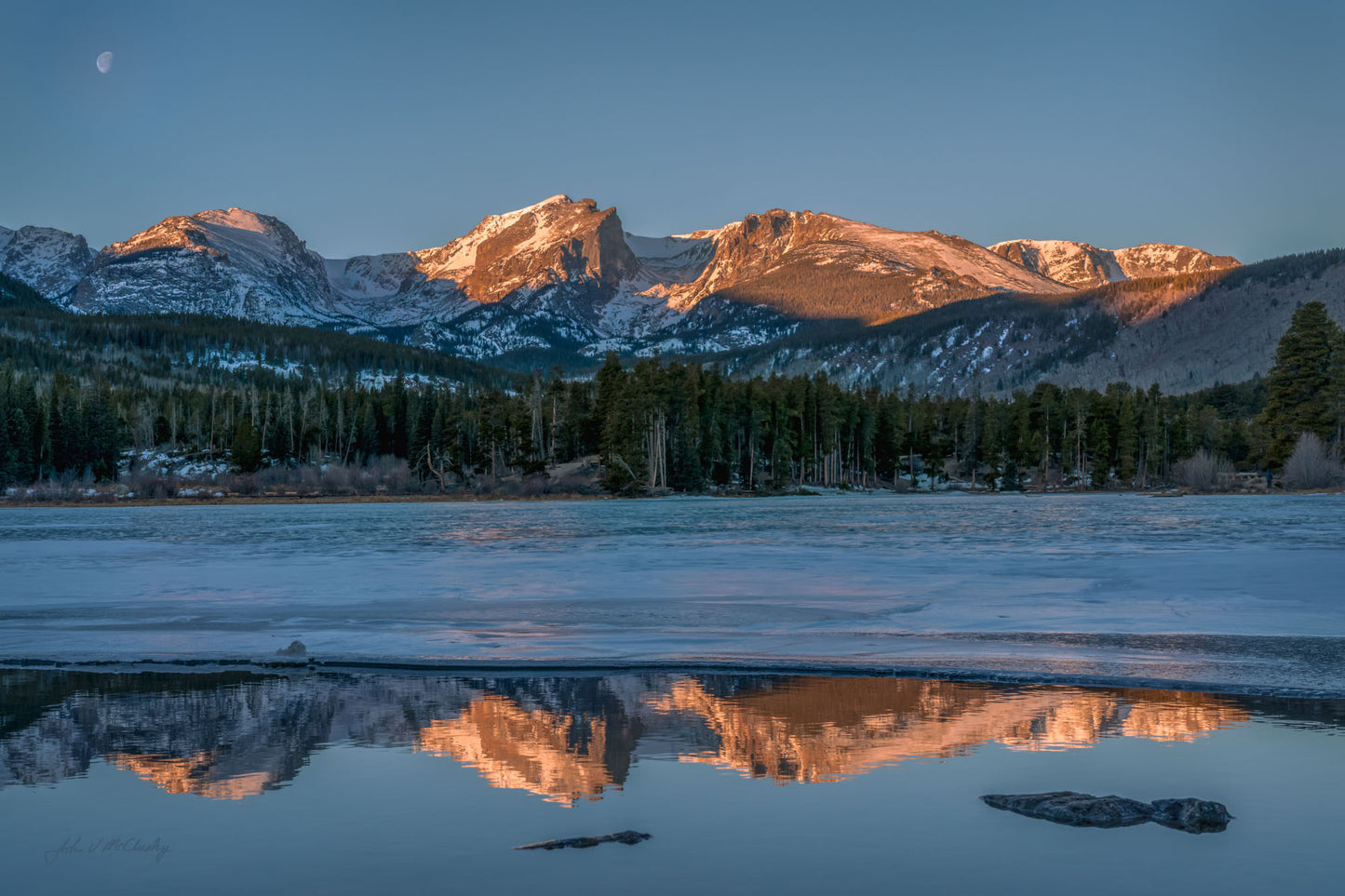 Moon over Sprague Lake