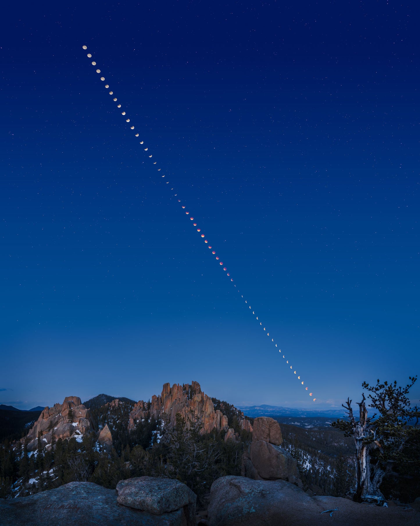Lunar Eclipse from the Crags