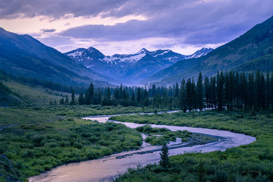 Raw photo to Fine art: Mountain River at Dusk II